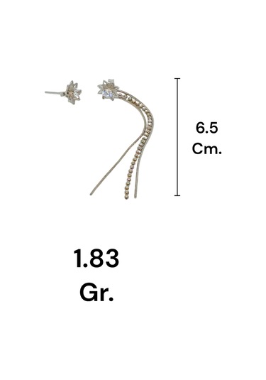 925 Ayar Gümüş Taşlı Çiçek Figürlü Asimetrik Çivi Model Küpe Modern Ve Zarif Tasarım Gümüş