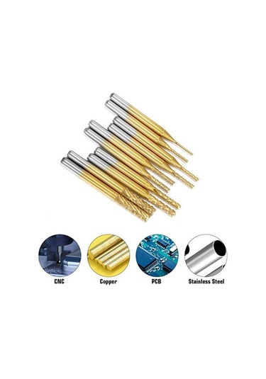 Pcb Mini Karbür Freze Kesici 0.8-3.175mm 10 Lu Set 3.175mm Shank