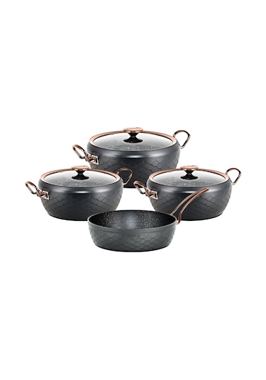 Sırena 7 Parça Granit Tencere Set Antrasit Bakır Kapak 3540