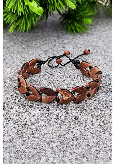 Erkek Kuka Bileklik Başak Model Bileğe Göre Ayarlanabilir Unisex Bt009 Kahverengi