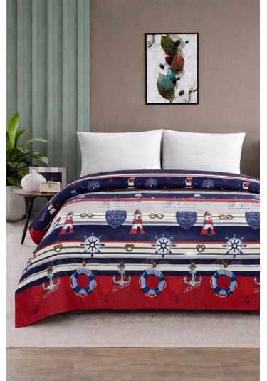 Çift Kişilik Pike Yatak Örtüsü %100 Pamuk 220x230 Lacivert
