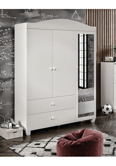 Torıno Aynalı 3 Kapaklı 2 Çekmeceli 8 Bölmeli Gardrop