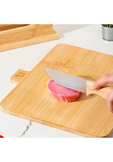 Porsima 16668 Piero Bambu 3'lü Standlı Kesme Tahtası Kesim Panosu