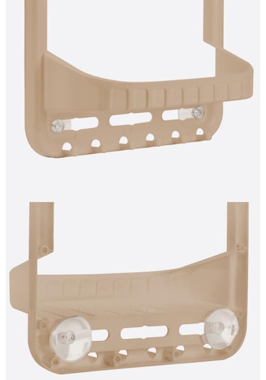 Flosoft 2 Raflı Şampuanlık, Duşa Asılabilir Vantuzlu Banyo Şampuan Sabun Kozmetik Düzenleyici Kahverengi