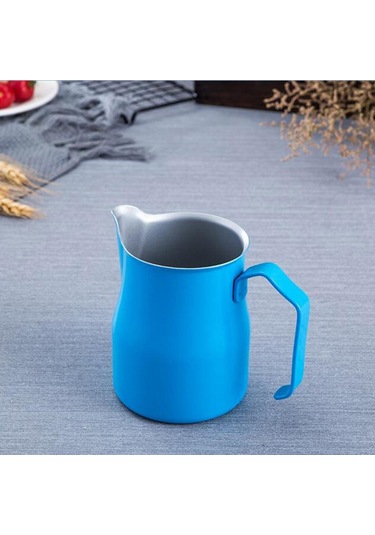 Suntek Espresso Süt Köpürtme Sürahisi Paslanmaz Latte Art 750ml-mavi