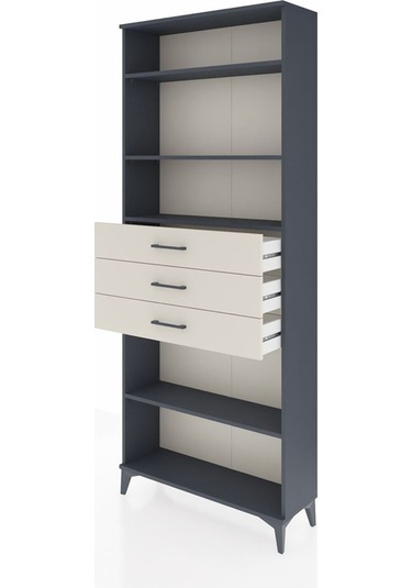 Arges Dolap 4 Raflı 3 Çekmeceli 88x30x221 Antrasit-aytaşı Antrasit