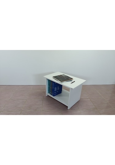 KOBİÇ RAFLI OFİS SEHPASI 60X45X45 CM (BEYAZ)