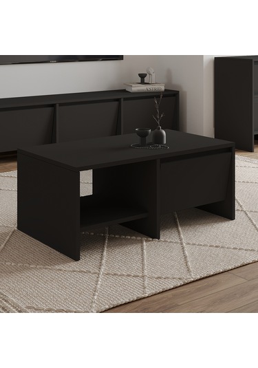 Laris Kapaklı Orta Sehpa 90 Cm Modern Tasarım Siyah