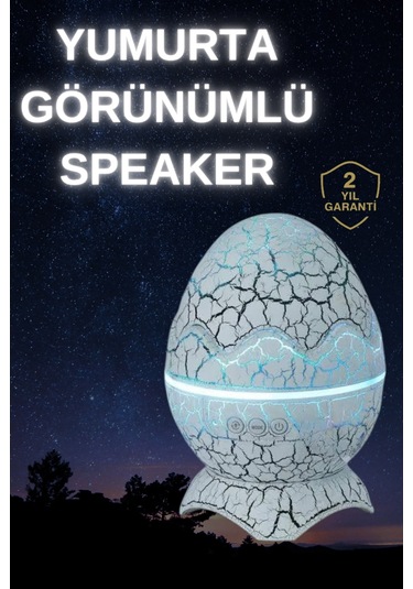 Dinozor Yumurtası Gece Masa Lambası Bluetooth Hoparlör 14 Renk Seçeneği