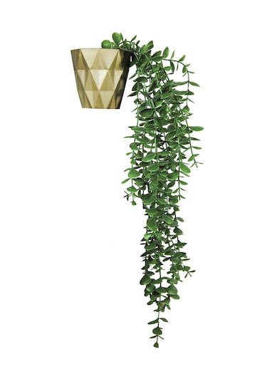 Yapay Çiçek Elmas Gold Saksıda  Yeşil Okaliptus Sarkıtı Yeşil