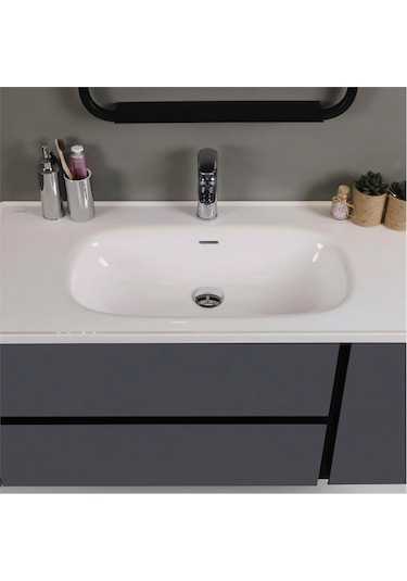 Kobos Linear 100 Cm Banyo Dolabı Seti Füme