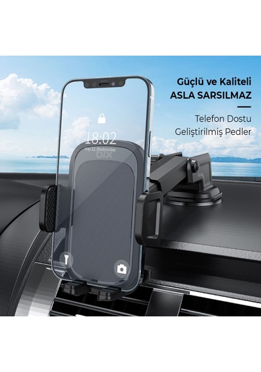 Bix Bxch4 Çok Fonksiyonlu Araç İçi Vantuzlu Telefon Tutucu Siyah