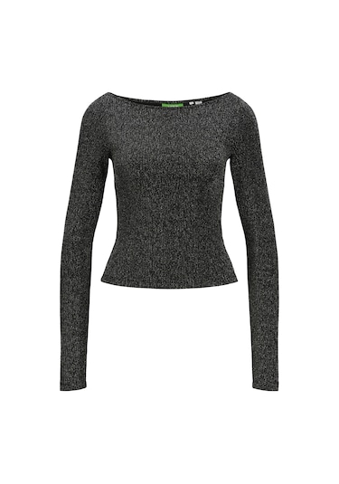 Jack & Jones Kadın Simli Kumaş Crop Top - Sigga Silver