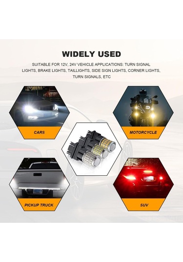 Maiyame 2 Adet 3157 Led Tekerlek Işığı Ampülü - 54smd 3014+3smd 3030 Parlak Çip, 9v-30v, 360 Aydınlatma, 3056/3156/3057/4157 Uyumlu, Araçlar İçin Fren/arka Park/reverse Işığı