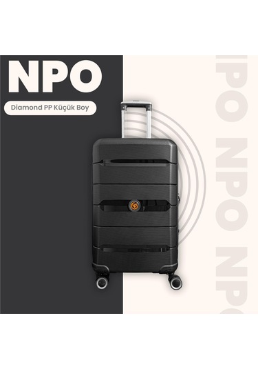Npo Diamond Pp Polipropilen Küçük Kabin Boy Kırılmaz Valiz - Siyah