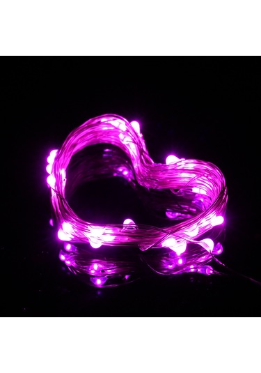 Honmex 10 Metre 100 Led Işık Zinciri 4.5v 6w Ip65 Su Geçirmez Pembe Işık Pilli Dekoratif Aydınlatma Pembe