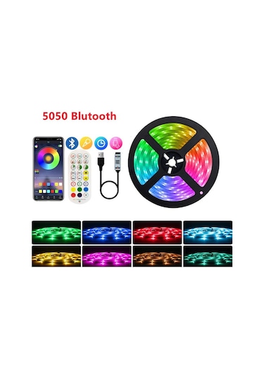 Led Şerit Işıklar 1m-8m Usb Bluetooth Rgb 5050 5v Luces Esnek Şerit Tv Masaüstü Ekran Arka Işık Diyot Bant Fita Ev İçin 24key-3m