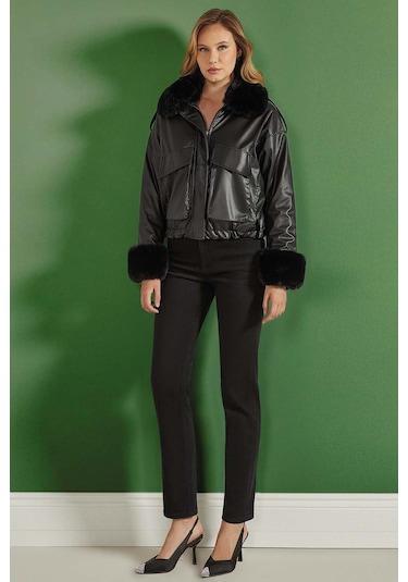 Kürklü Siyah Mont Siyah