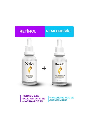 Retinol + Nemlendirici Serum 2 Li Set  Alın Çizgisi Göz Çevresi
