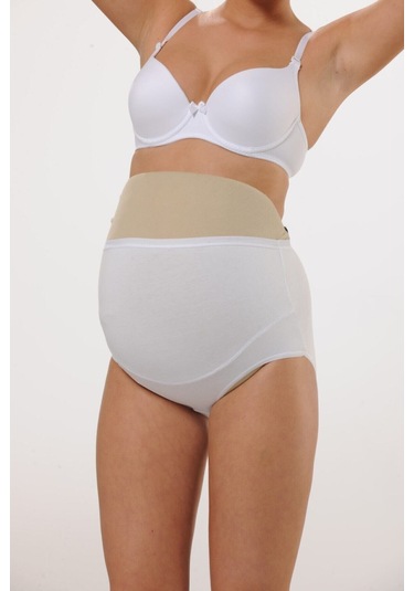 Hmd 1413 3'lü Pamuklu Yüksel Bel Hamile Lohusa Külot - Beyaz Beyaz