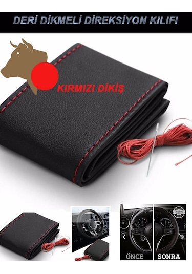 Honda Civic 2006-2011 Deri Direksiyon Kılıfı Dikmeli Kırmızı Dikişli Diğer