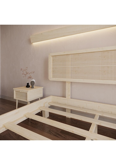 Hazeran Lilyum Model Çam Renk Vernikli Ahşap Karyola-4 160 x 200 CM