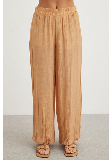 Uterpe Crinkle Wide Leg Pantolon Hardal