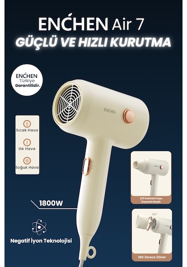Enchen Air 7 1800 Watt Negatif İyonik Teknoloji 3 Sıcaklık Modlu Saç Kurutma Makinesi