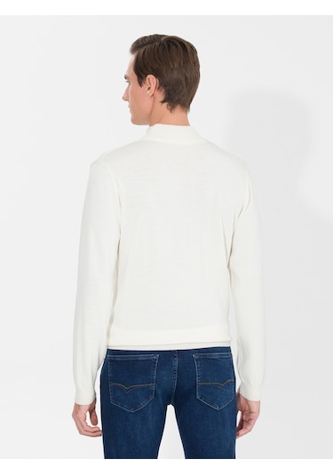 Cacharel Ekru Slim Fit Çeyrek Balıkçı Yaka Triko Kazak Bej