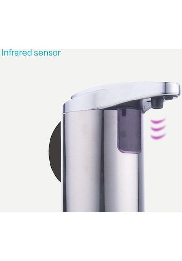 Pazly 250ml Paslanmaz Çelik Temassız Sıvı Sabun Dispanseri Ir Sensörlü Otomatik - Mu Gümüş Gümüş