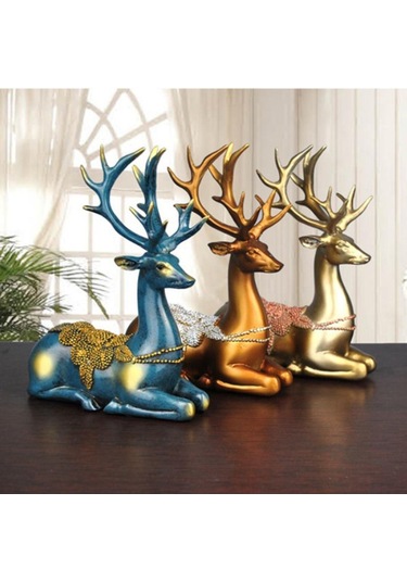 Homyl Yılbaşı Mavisi Için Çift Geyik Süs Reçine Mavi Tarif Edildiği Gibi