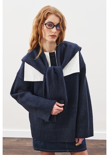 Chunky Oversıze Kazak Lacivert Lacivert