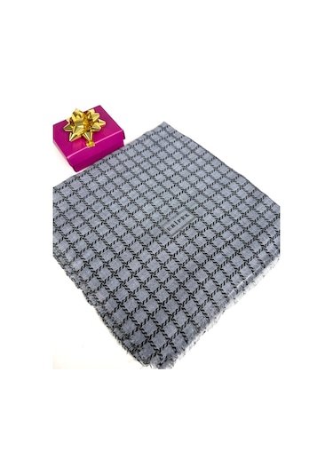 Eripek Desenli Flamalı Keten Eşarp- 06112 Gri