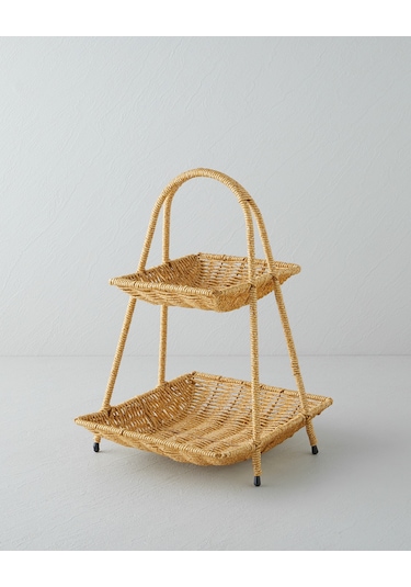 English Home Wicker Plastik Rattan Katlı Servis 26x22x36 Cm Açık Kahverengi Açık Kahverengi