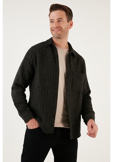 Buratti Desenli Cepli Regular Fit Uzun Kollu Kışlık Erkek Gömlek Cf24W127187 Siyah-Haki Buratti Desenli Cepli Regular Fit Uzun Kollu Kışlık Erkek Gömlek Cf24W127187 Siyah-Haki