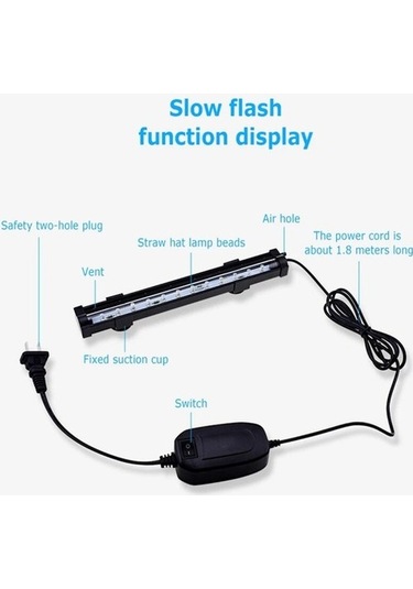 Silkroadselect Longbangdian Shop Kırmızı Stil Akvaryum Işığı Led Renkli Akvaryum Işığı Uzaktan Kumanda Rengi Değişen Dalış Balık Tankı Lambası Tank Işıkları Renkli