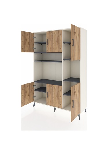 Hyperion Dolap 9 Raflı 6 Kapaklı 132x44x195 Aytaşı-çam/antrasit Atlas Çam/antrasıt