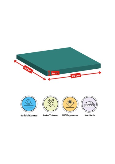 Xpermate 4'lü Sandalye Minderi Su İtici Kumaş 40 x 40 CM Turkuaz