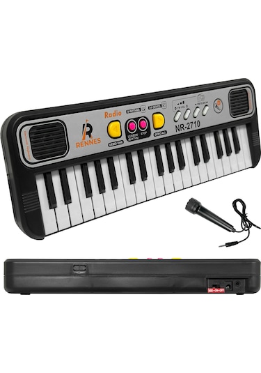 Rennes NR-27 Çocuklar İçin Pilli Mikrofonlu 37 Tuşlu Eğitici Org (2 - 8 Yaş)