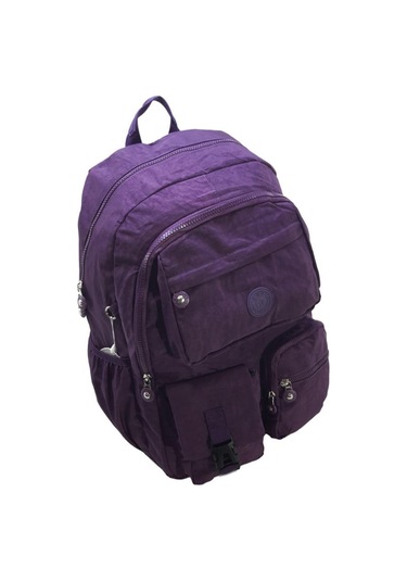 Klinkır Okul Çantası Lise Ortaokul Üniversite Kadın Sırt Çantası Hafif Kumaş Çok Cepli Mor