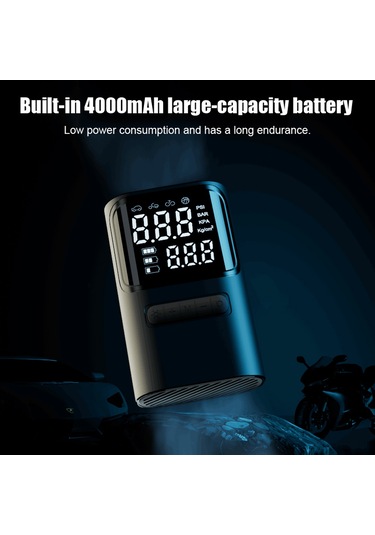 Reedark Siyah Akıllı Araç Zihniyet Pompası: Li-pil Dahili, Baskı Öngörü, Otomatik Durdurma, Led Işık, 4 Farklı Uç, 150psı Maksimum