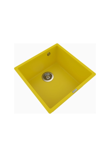 Polex Cristalüx Granit Evye P-X40 Sarı Tezgah Altı Ve Tezgah Üstü Kare Mutfak Evyesi 53.8x44 CM