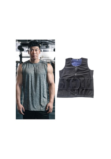 Suntek Erkekler Için Sauna Yeleği Bel İnceltici Vücut Büyük Siyah