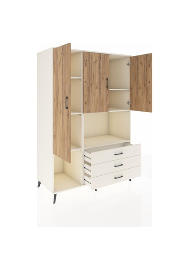 Kronos Dolap 6 Raflı 3 Çekmeceli 3 Kapaklı 132x59x195 Aytaşı-çam/aytaşı Atlas Çam/aytası