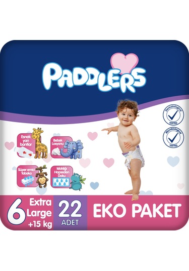 Paddlers Bebek Bezi 6 Numara X-Large 22 Adet (15+Kg) Eko Paket