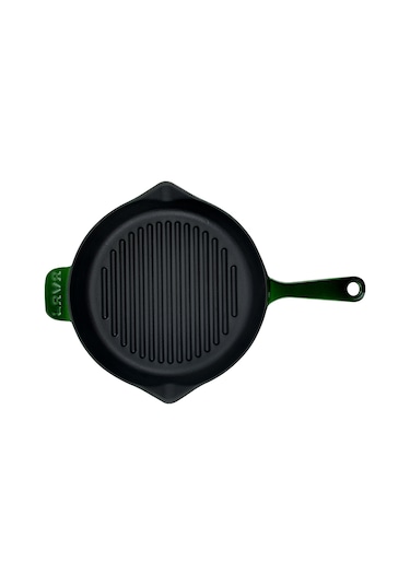 Lava Metal Saplı Döküm Yuvarlak Izgara Tava 28 CM Majolica Yeşil