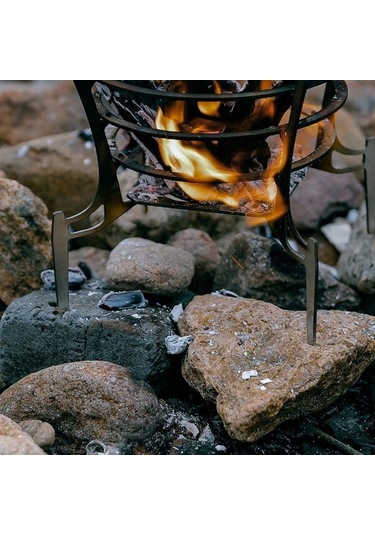 Pazly Kamp Ateşi İçin Katlanabilir Paslanmaz Çelik Şömine - Taşınabilir, 23,5x17,5x5,5 Cm, Gümüş Renk, Seyahat, Kamp, Bahçe Kullanımı