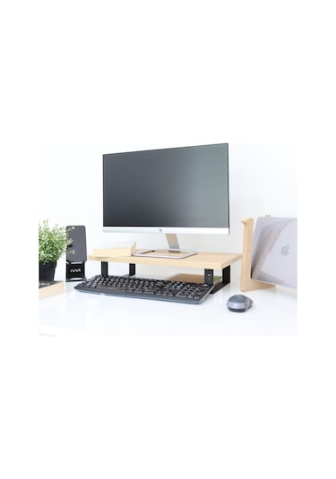 Hansdo Monitör Standi - Monitör Yükseltici MDF Lam Safir Meşe