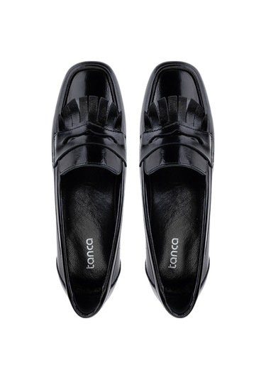 Tamer Tanca Kadın Hakiki Deri Siyah Rugan Loafer Ayakkabı 1161 7206 Bn Ayk Sk25-26 Sıyah Krsk Rgn Siyah