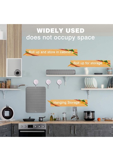 Suntek 40x30cm Silikon Bulaşık Kurutma Mat Tahliye Pedi Bpa